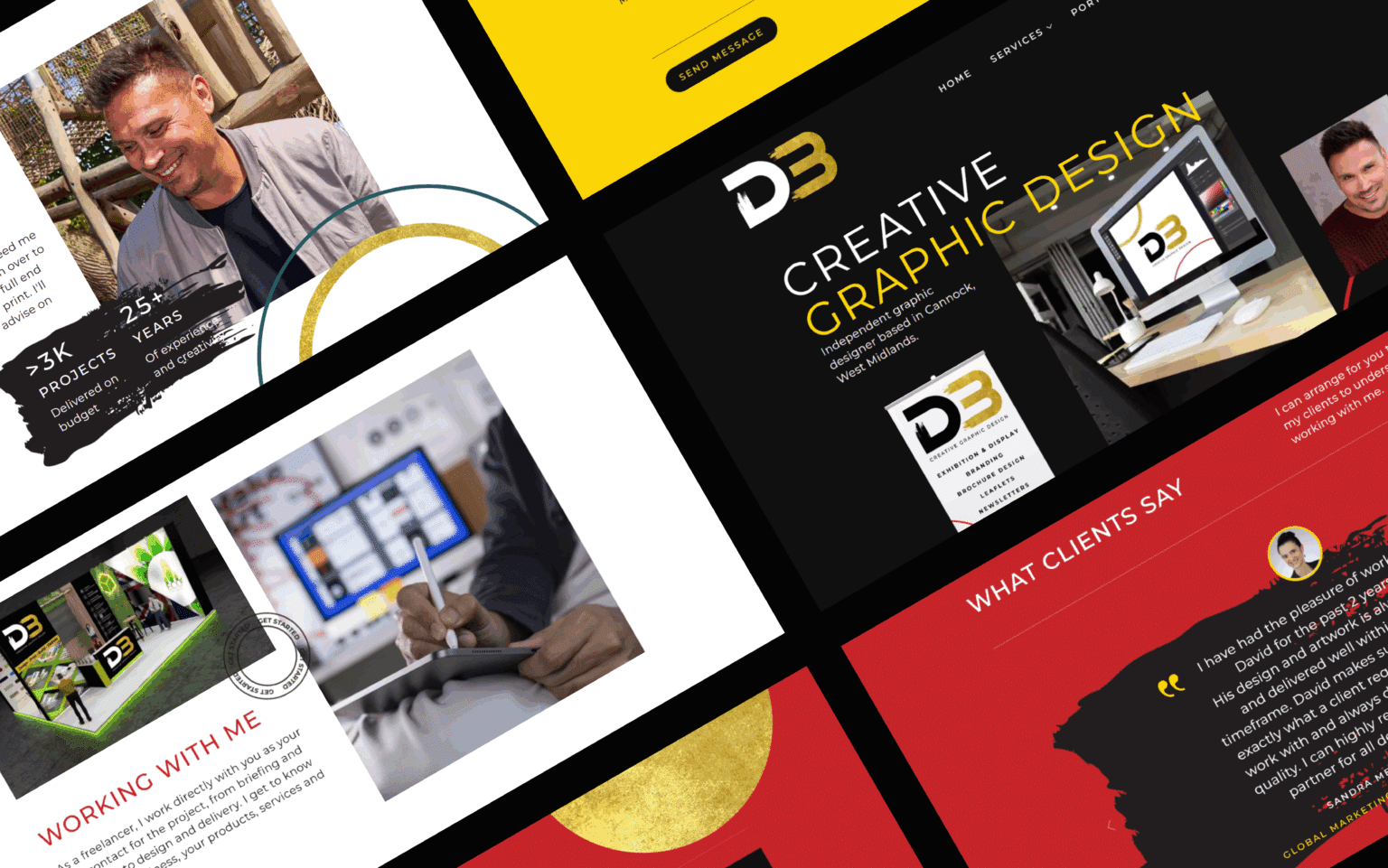 Screenshots from the DB Design website designed by withdigital