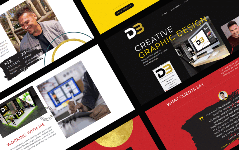 Screenshots from the DB Design website designed by withdigital