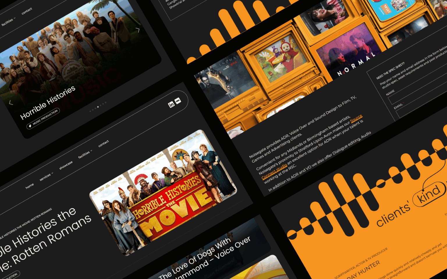 Noisegate Studios website screenshots designed by withdigital