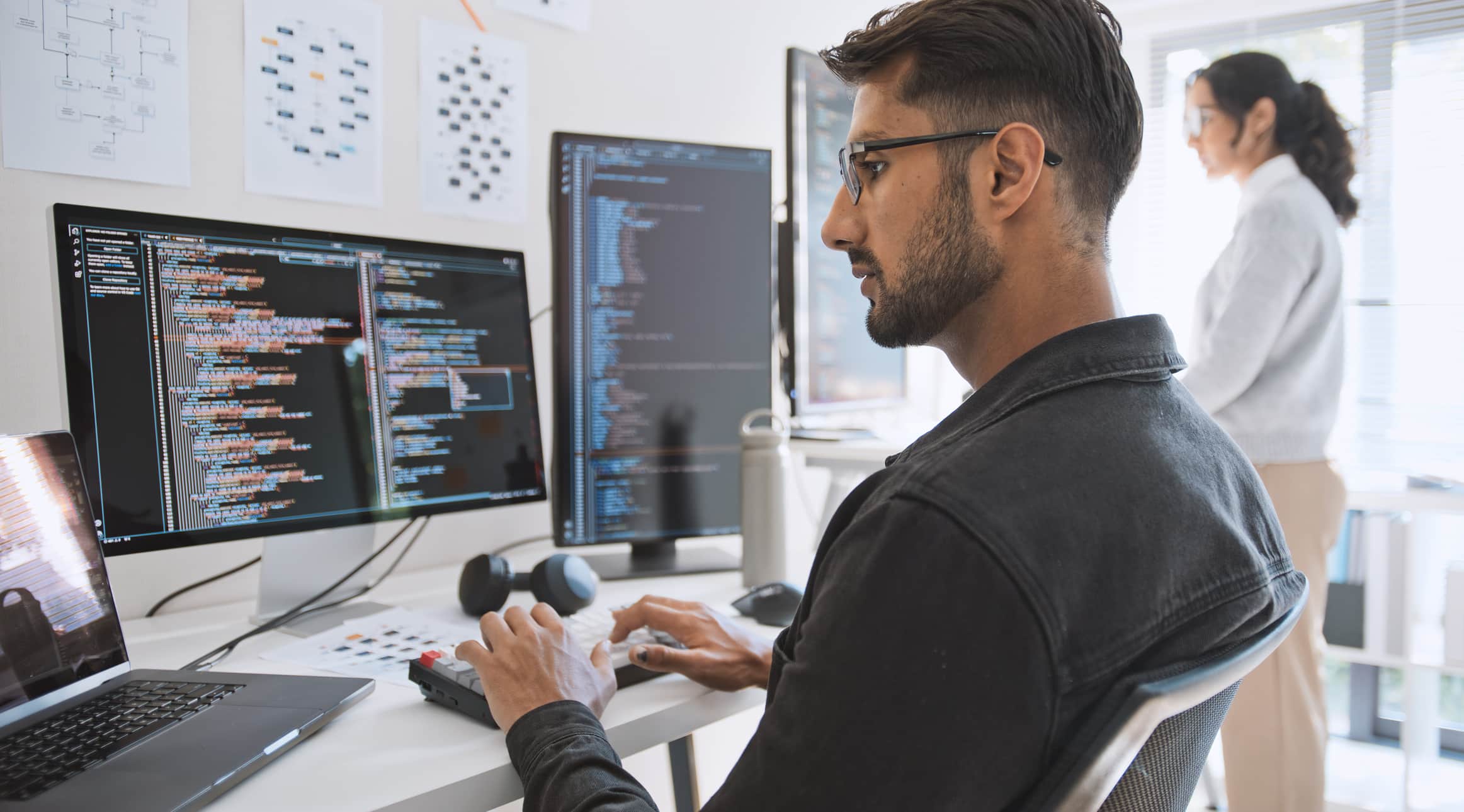 Computer programmer developing an app
